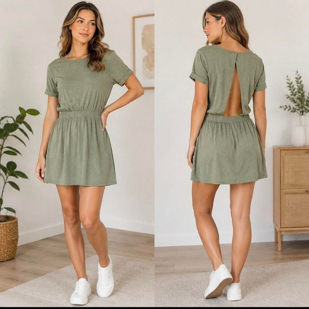 Halara olive green open back mini dress - Medium